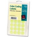 Avery Avery® Print or Write Removable Color-Coding Labels, 3/4" Dia, Neon Yellow, 1008/Pack 5470
